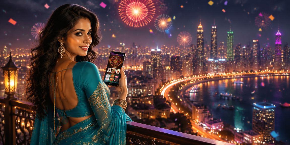 Indian woman enjoying live casino on mobile in Mumbai